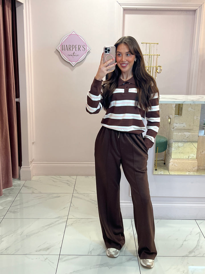 Posie Striped Polo Collar Jumper
