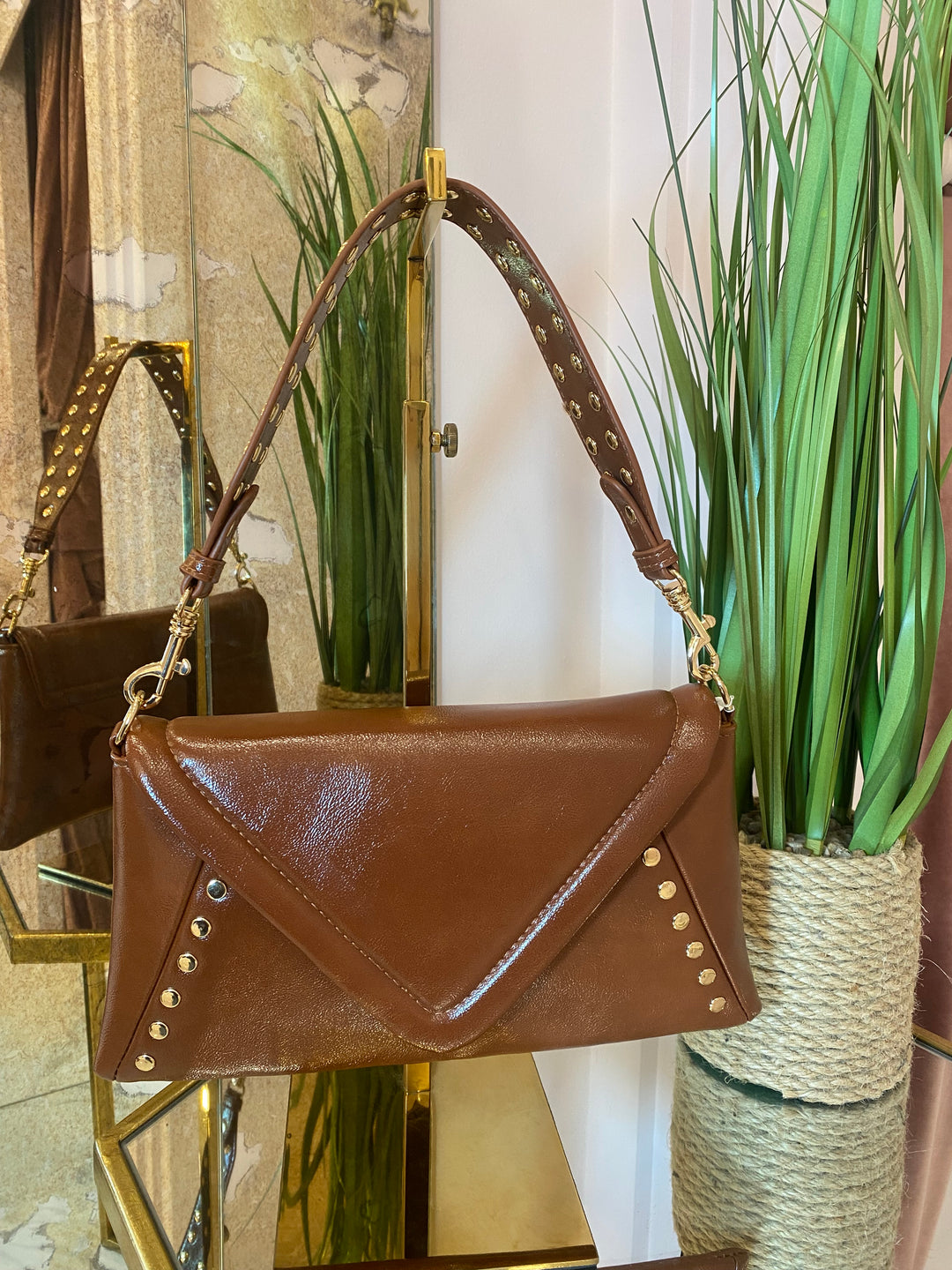 Lexi Envelope Bag With Gold Studs