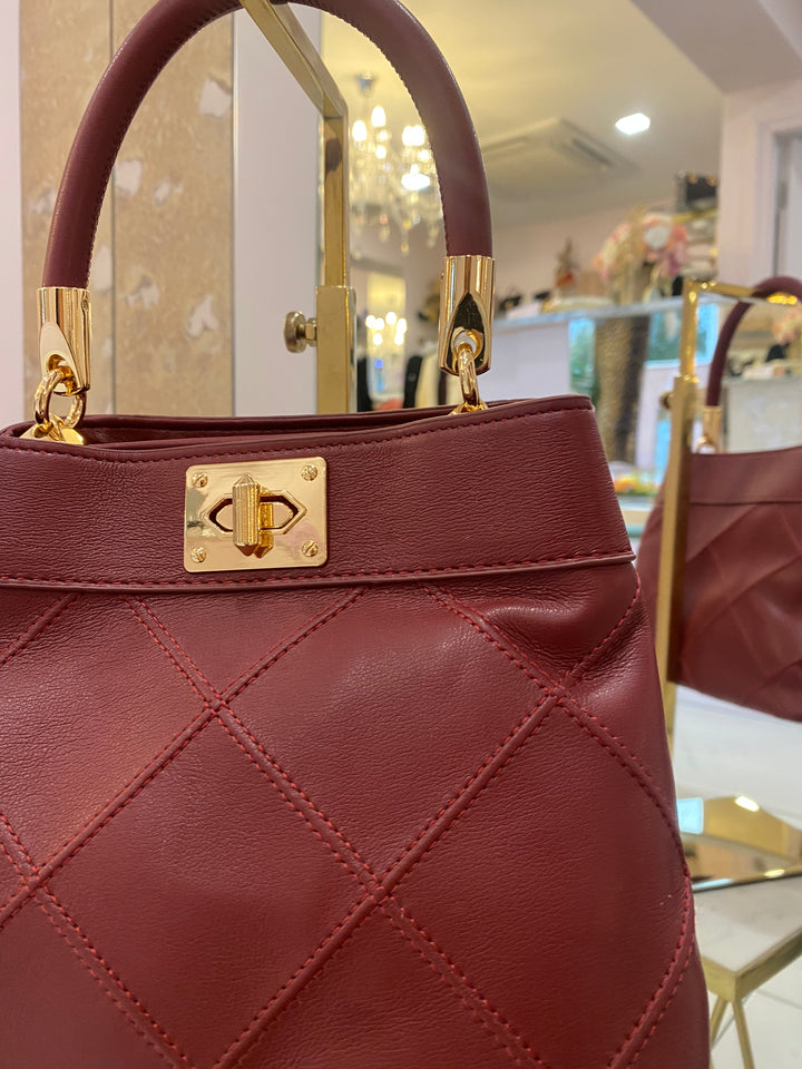 Amara Burgundy Top Handle Bag