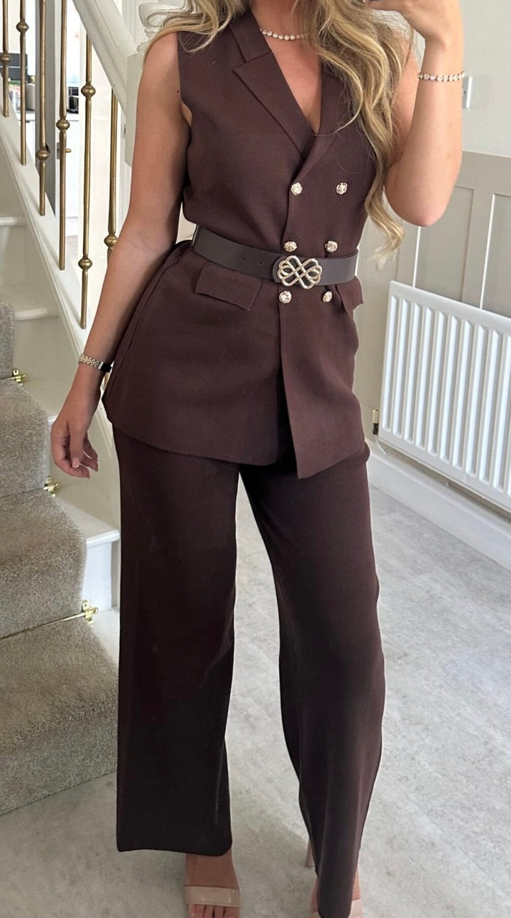 Blake Knit Belted Top & Trouser Co Ord Set
