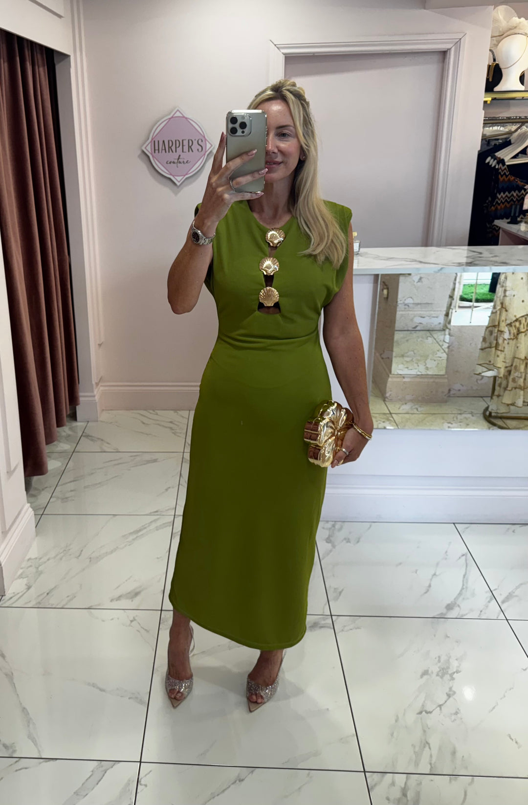 Melinda Green Shell Detail Dress