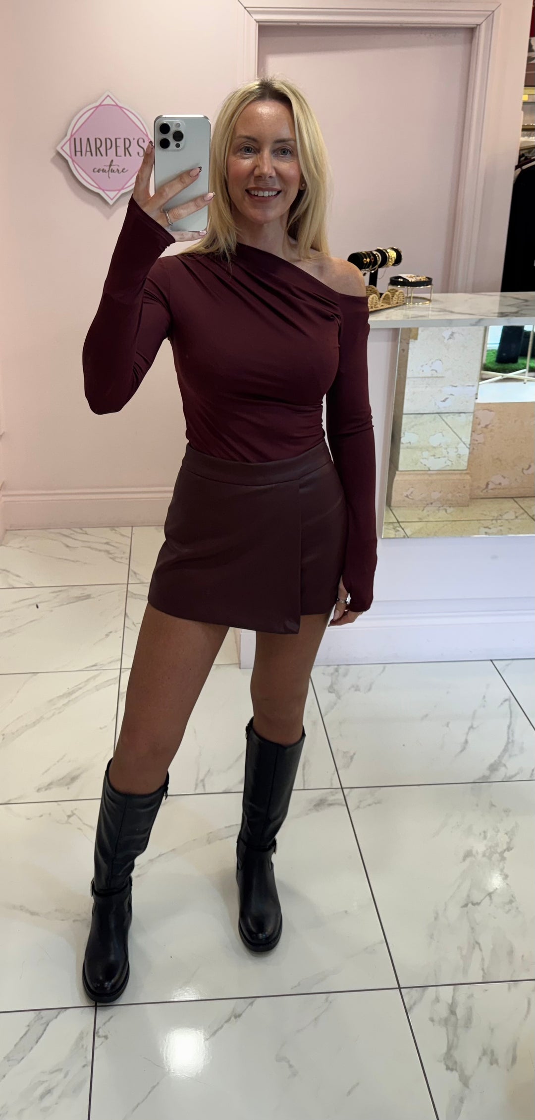 Lara Wrap Detail Faux Leather Skort