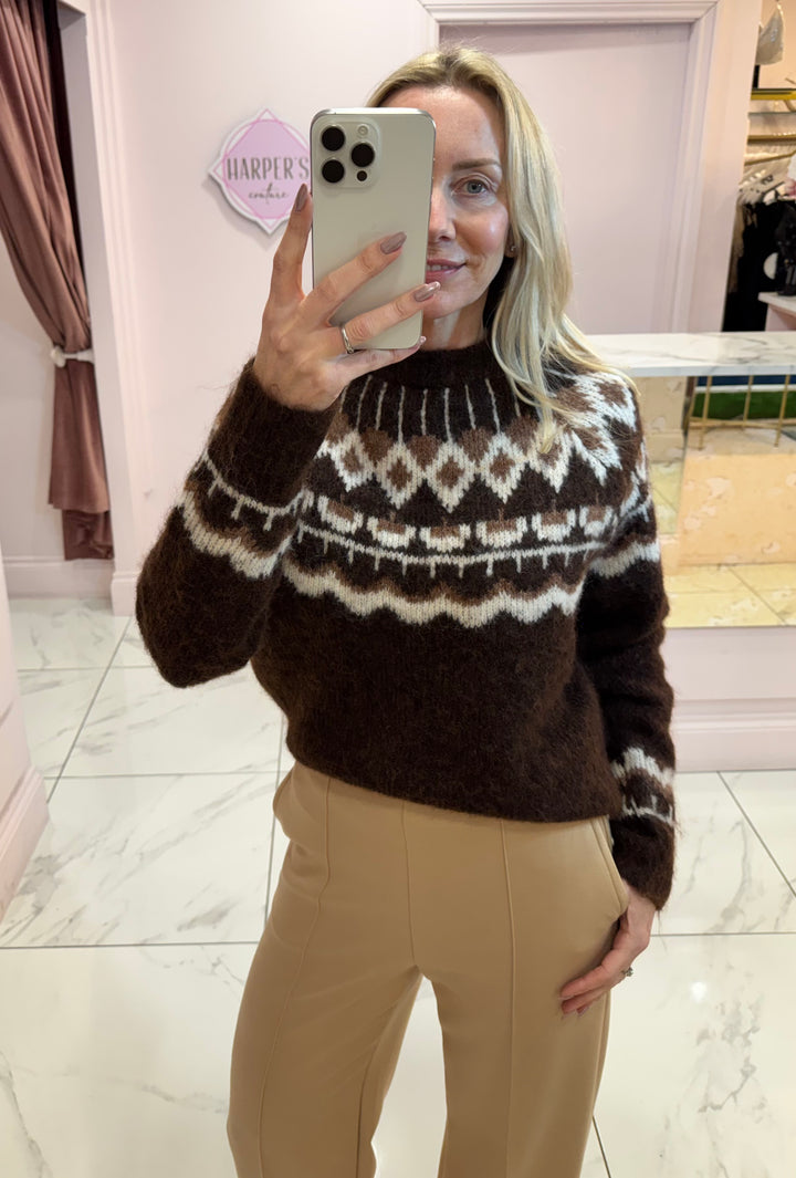 Fern Chocolate Apres Ski Knit Jumper