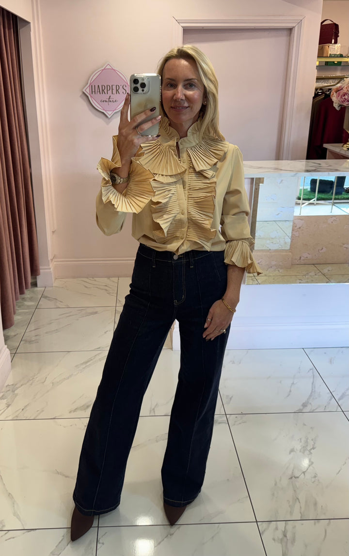 Ella Ruffle Front & Cuff Detail Blouse