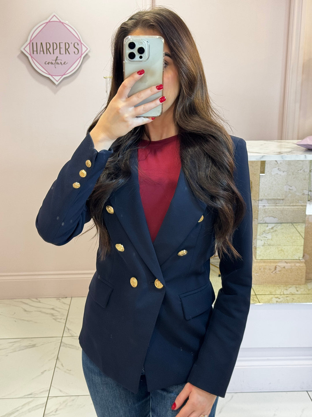 Alena Gold Button Inspired Blazer