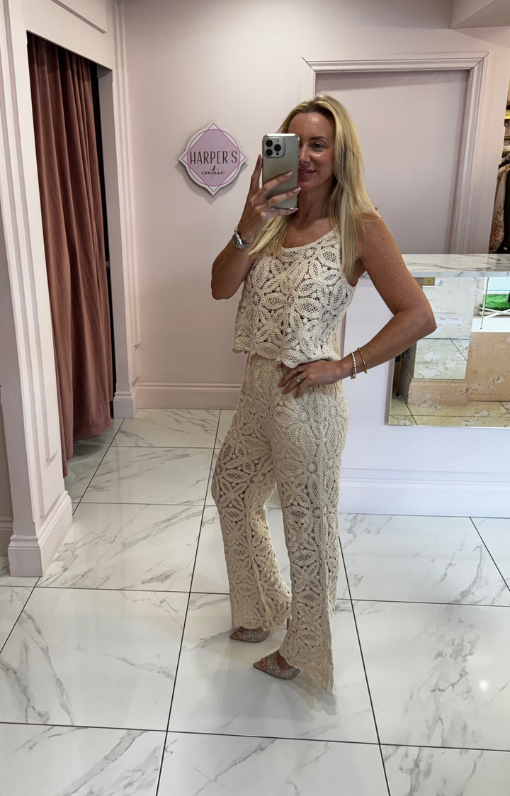 Betty Crochet Top & Trouser Co Ord Set