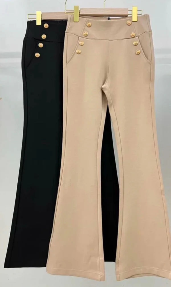 Kyrie Black Gold Button Trousers