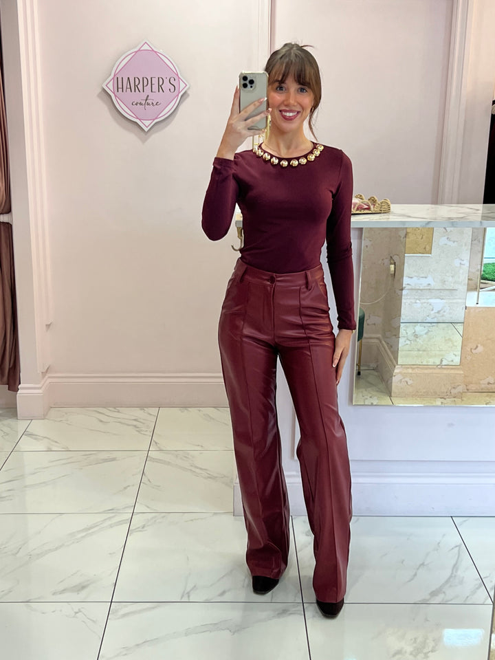 Paloma Faux Leather Wide Leg Trousers