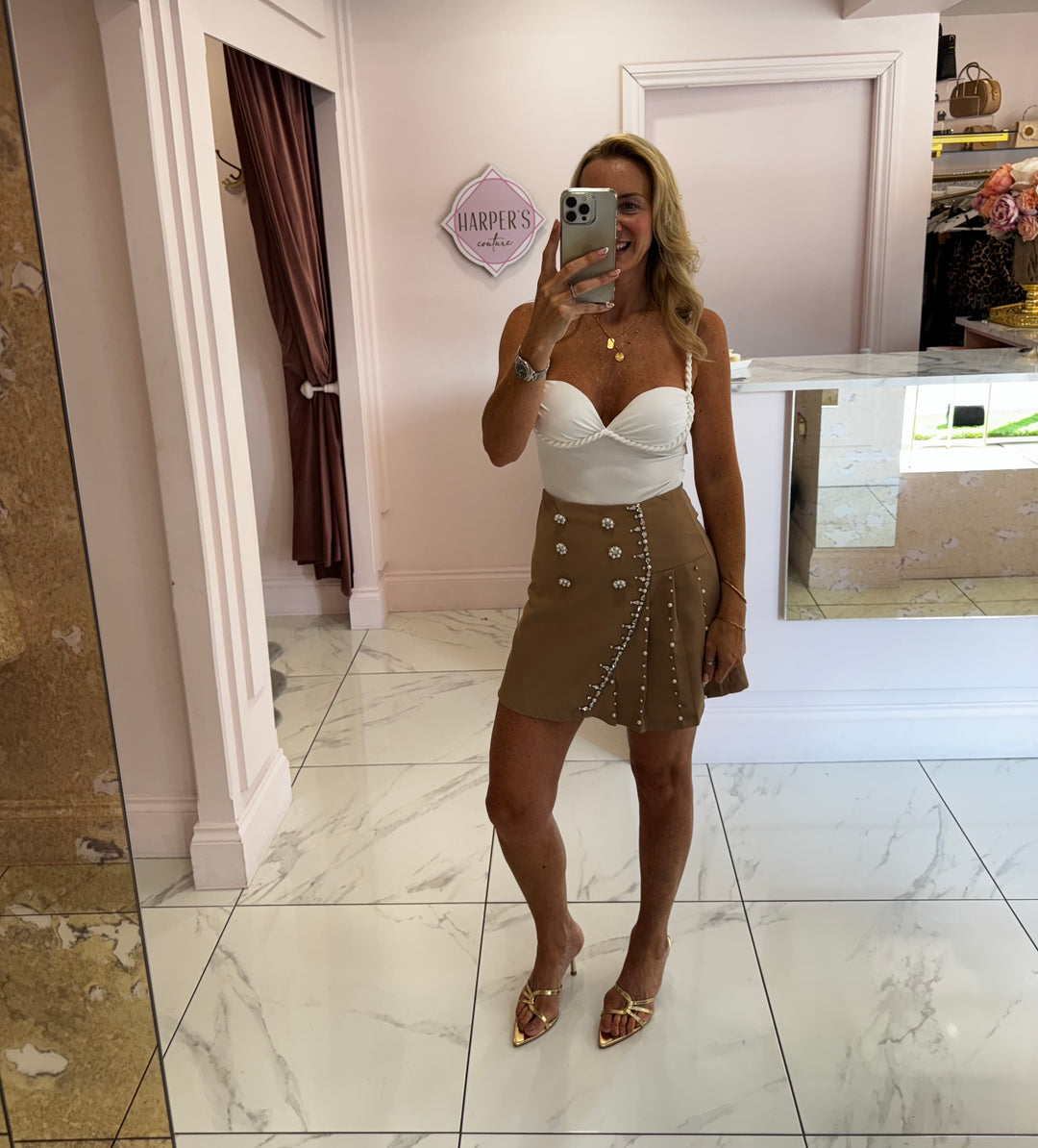 Penny Pearl & Diamanté Detail Skort
