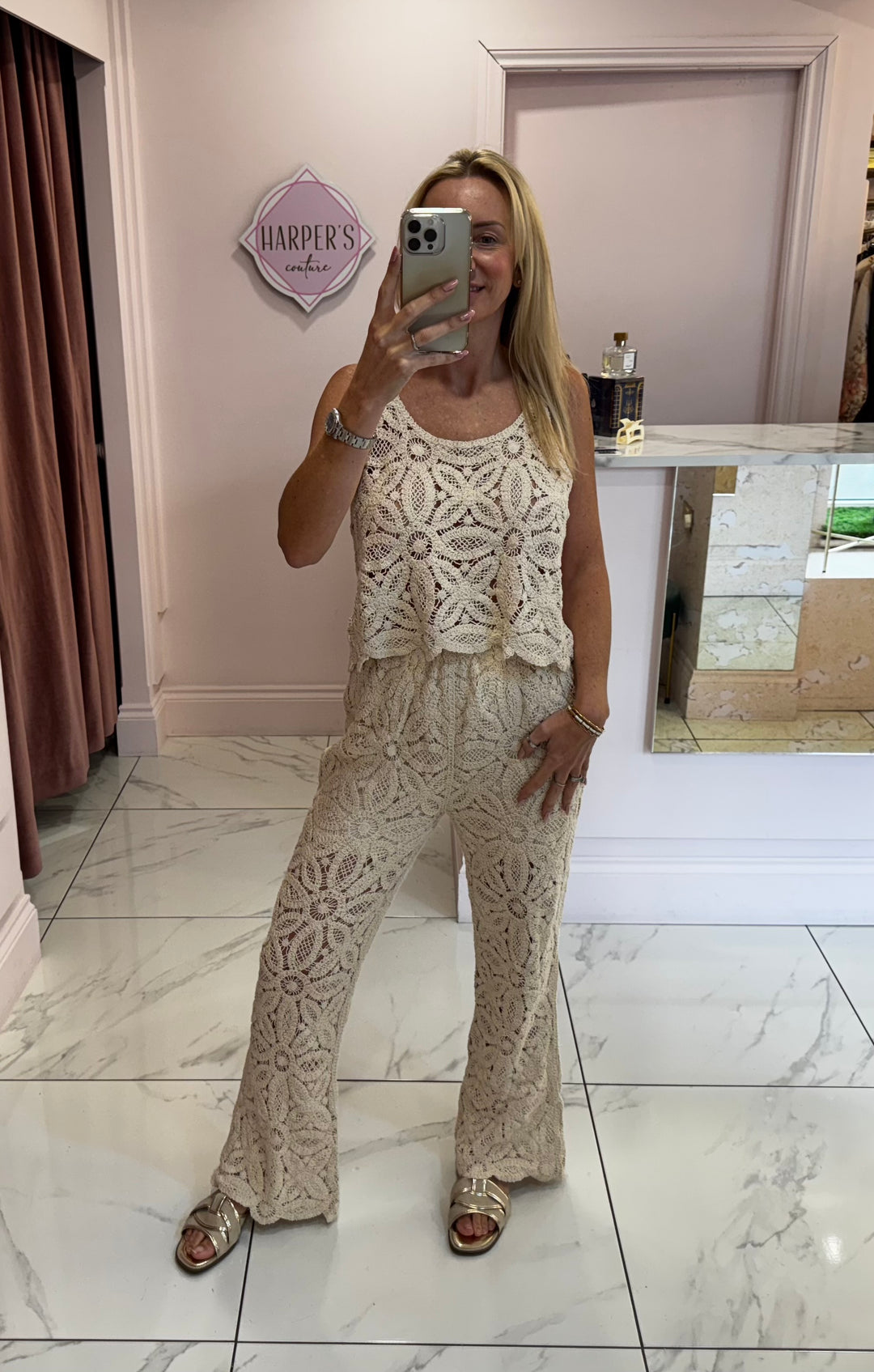 Betty Crochet Top & Trouser Co Ord Set