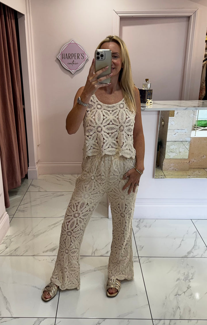 Betty Crochet Top & Trouser Co Ord Set