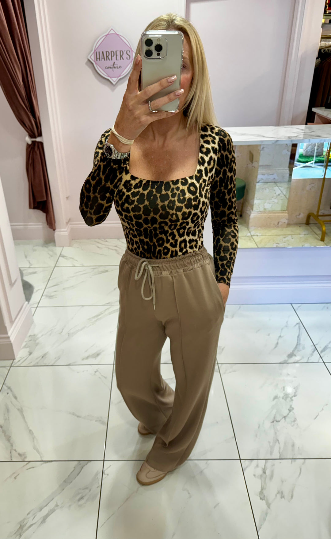 Olivia Leopard Print Long Sleeve Double Layer Top