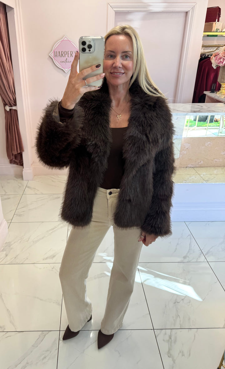 Jordanna Chocolate Faux Fur Jacket