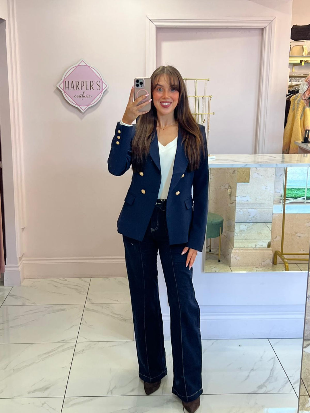 Alena Gold Button Inspired Blazer