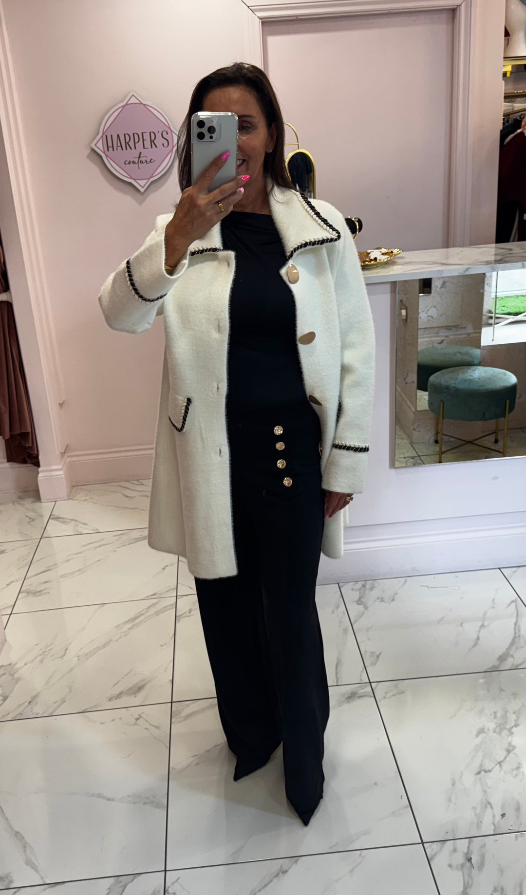Lottie Gold Button Detail Longline Cardigan