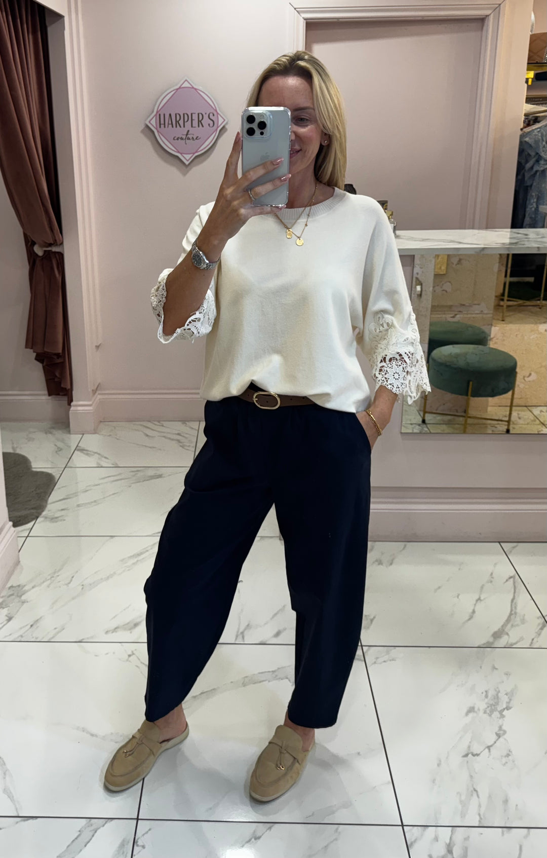 Cassie Super Soft Lightweight Short Sleeve Jumper with Lace Detail
