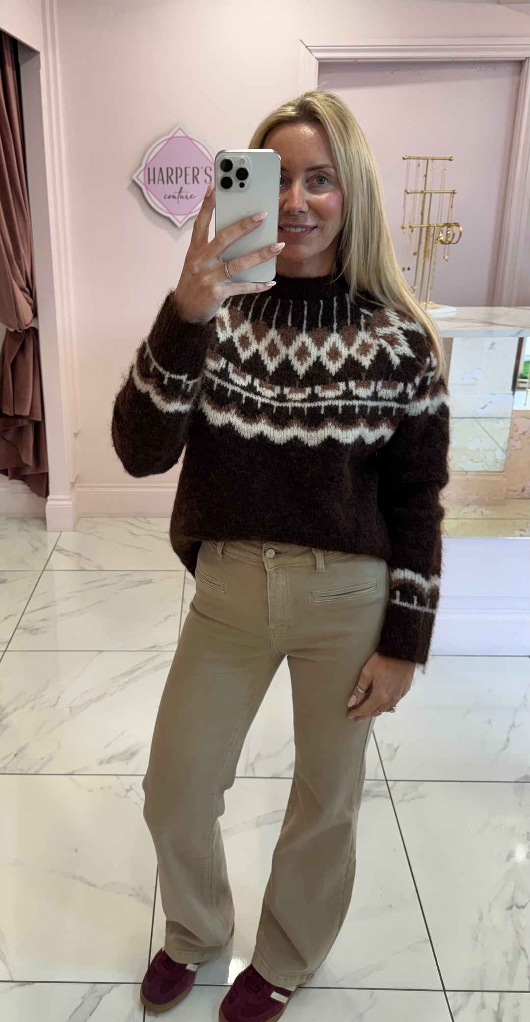 Fern Chocolate Apres Ski Knit Jumper