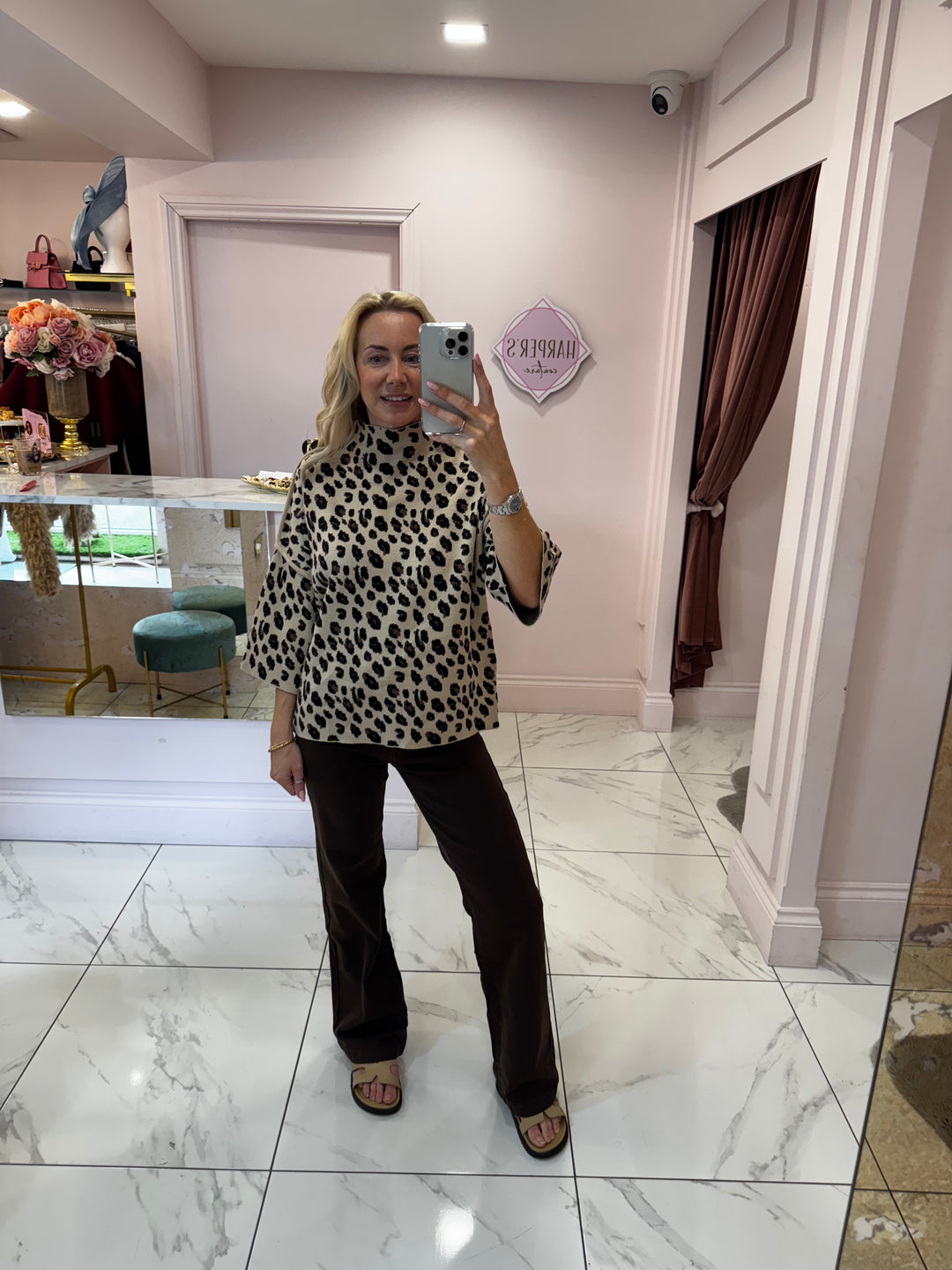 Leonie Leopard Short Sleeve Detail Soft Knit Jumper