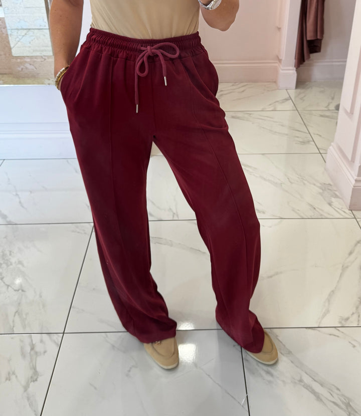 Alex Burgundy Super Soft Seam Front Trousers