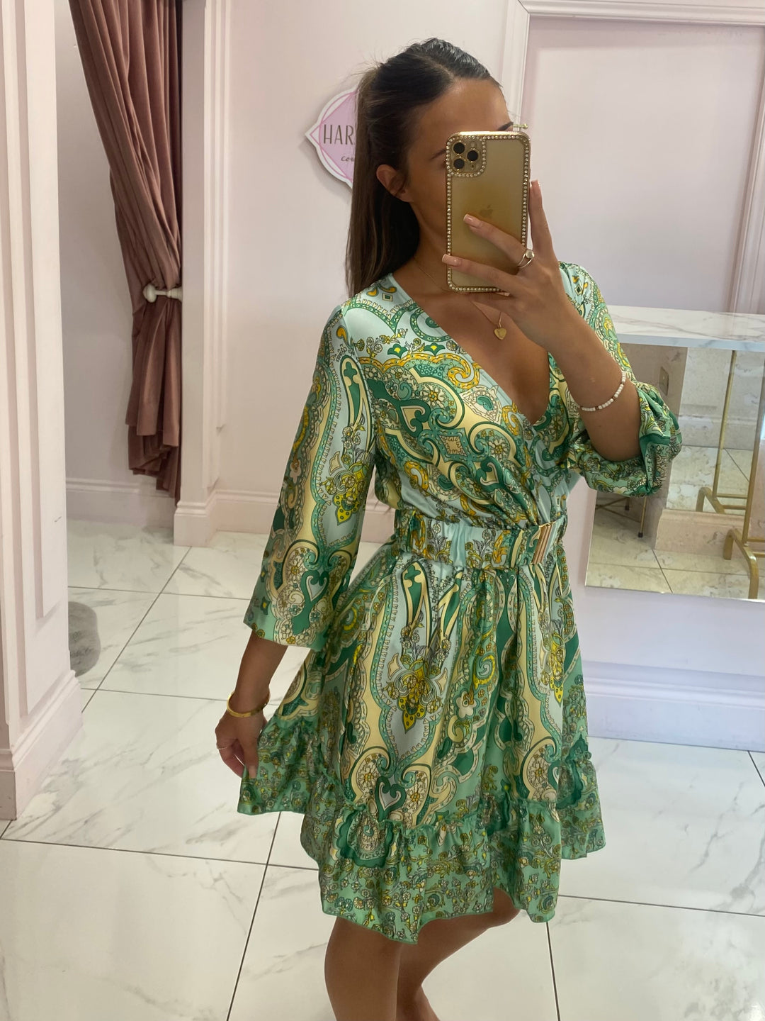 Arise Green Satin Dress