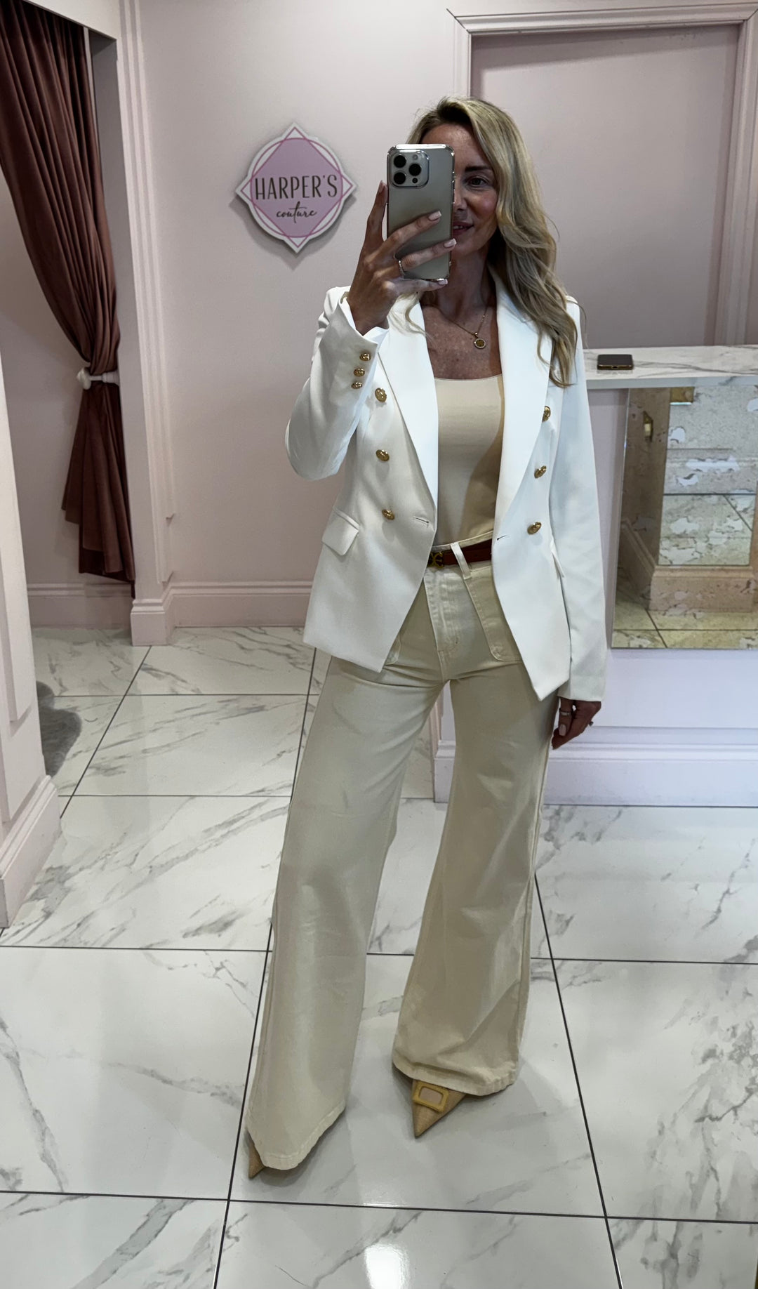 Alena Gold Button Inspired Blazer