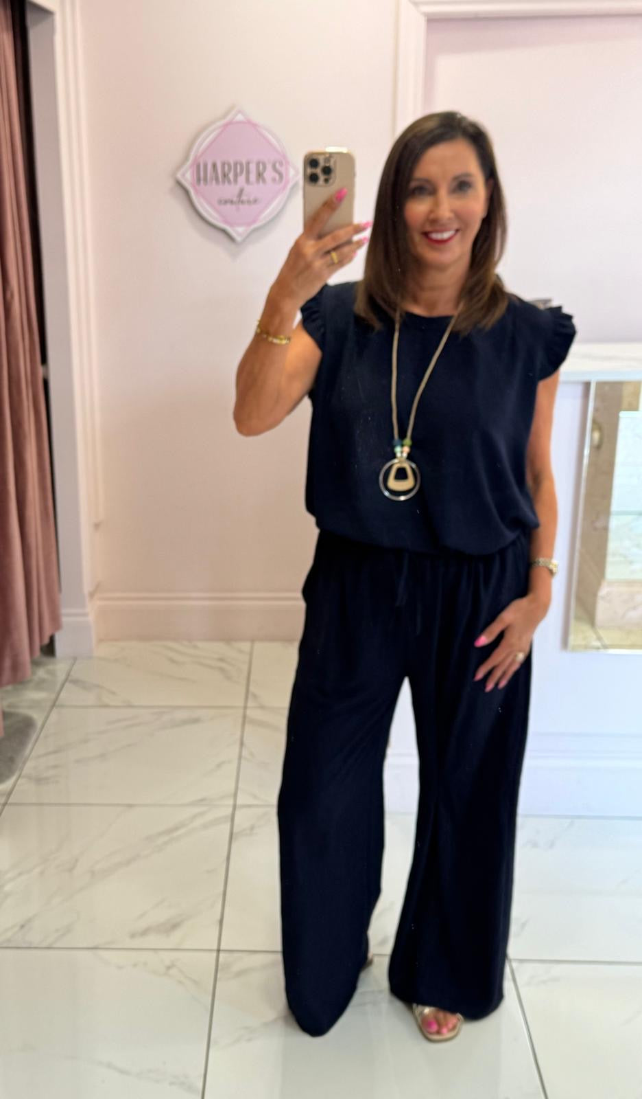 Kaya Frill Shoulder Top With Necklace