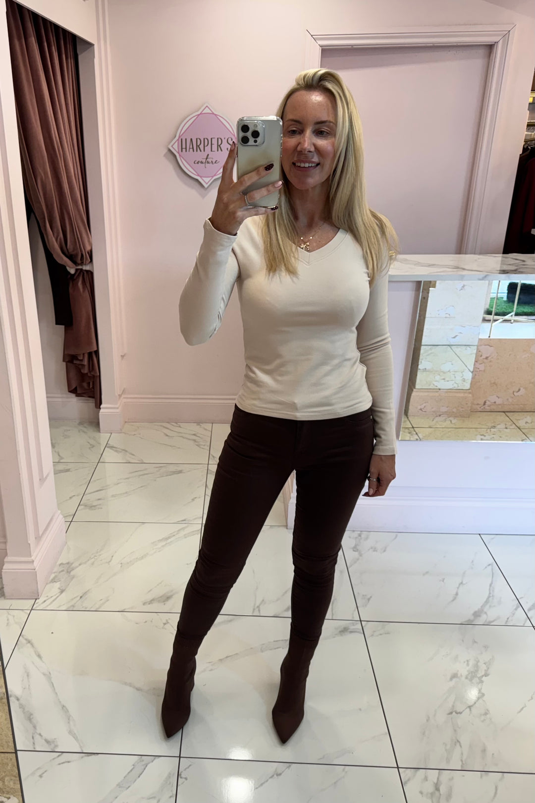 Lottie V Neck Long Sleeve Top