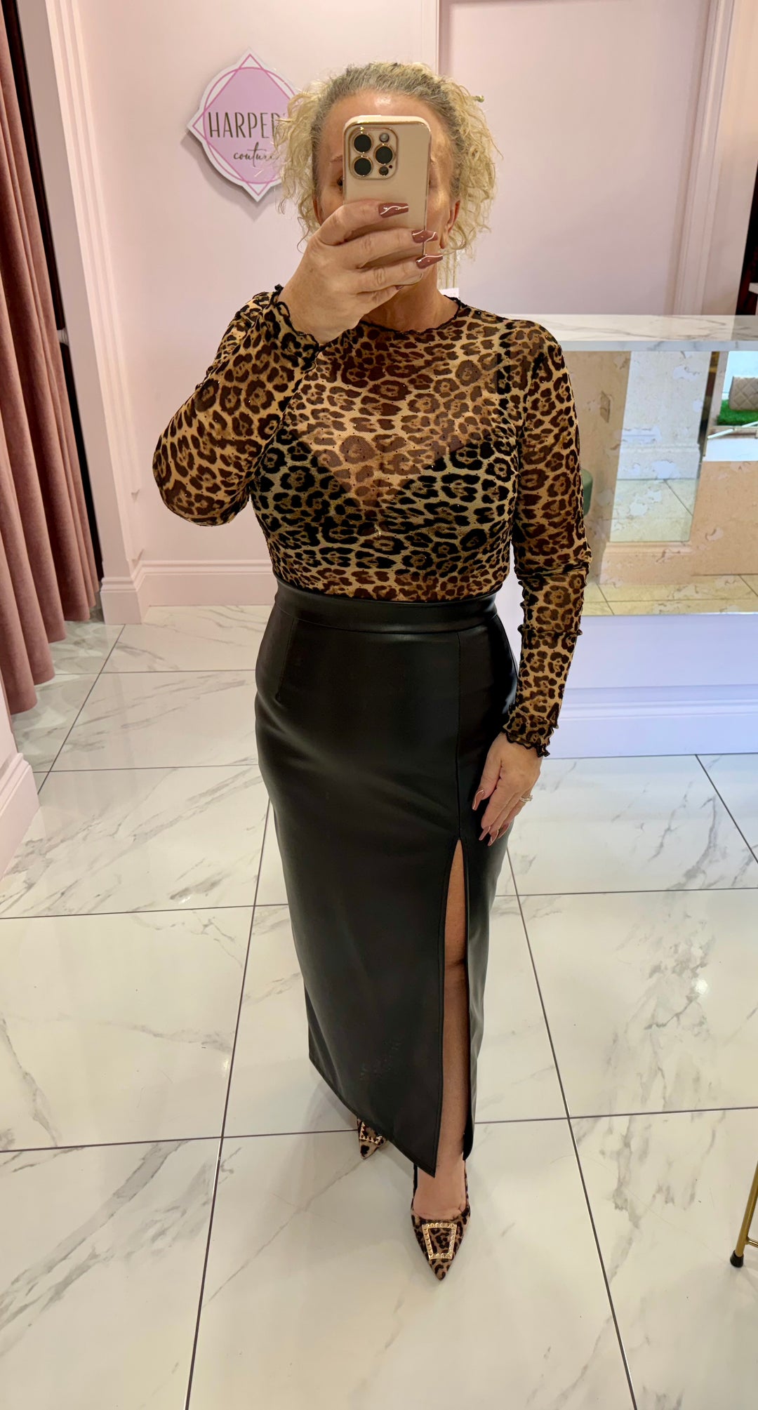 Bella Leopard Mesh long Sleeve Top