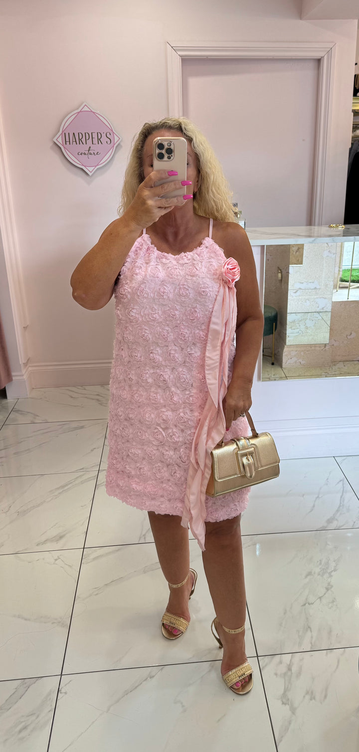 Courtney Pink 3D Flower Dress