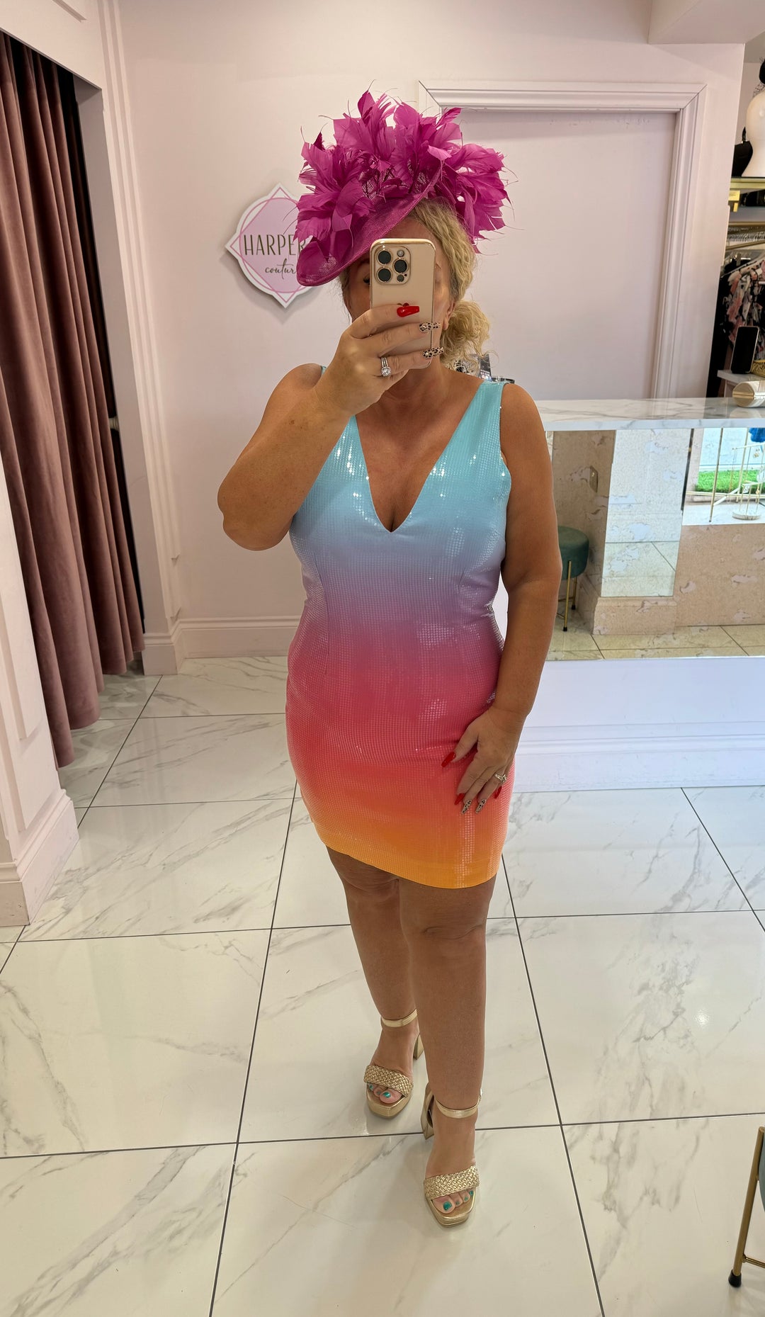 Lizzie Multi Coloured Ombré Sequin Dress