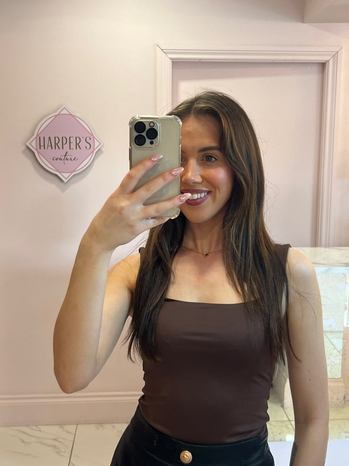 Raya Chocolate Square Neck Bodysuit