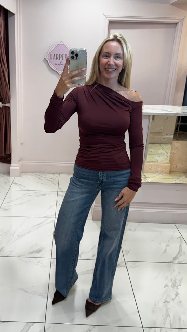 Nixie Burgundy Long Sleeve Top