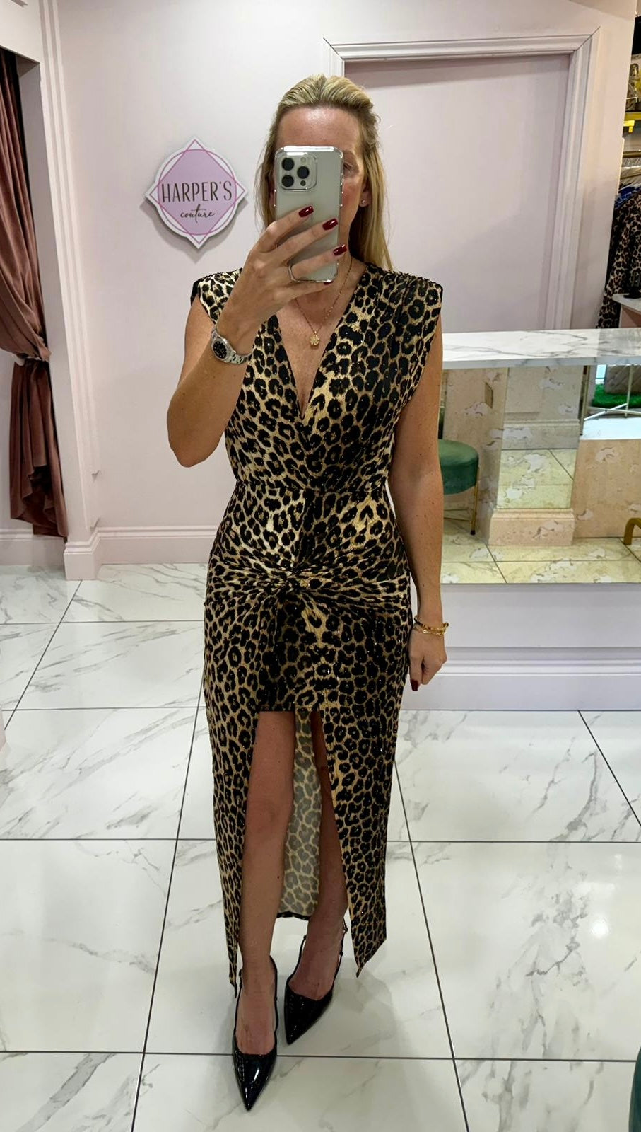 Rio Leopard Print Dress With Scattered Crystals