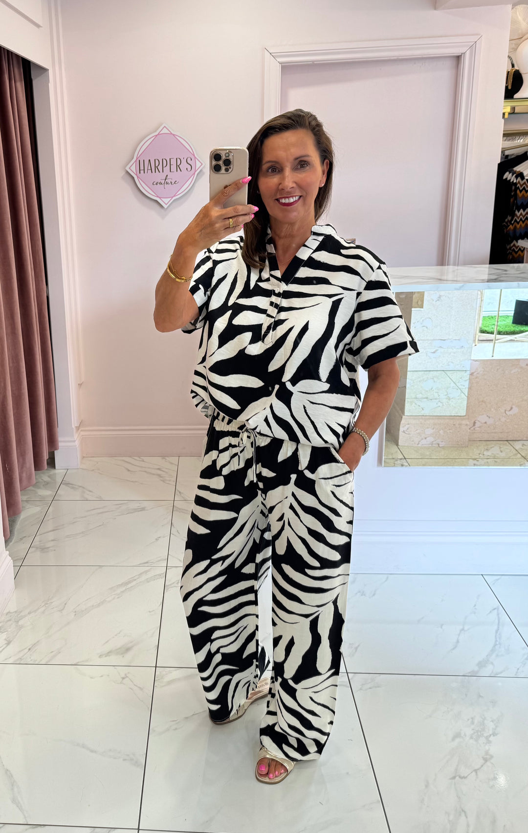 Bianca Black & White Trouser & Top Co Ord Set