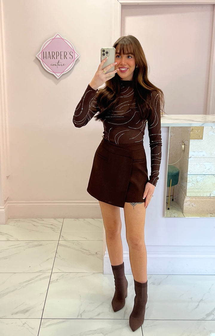 Sienna Chocolate Brown Skort