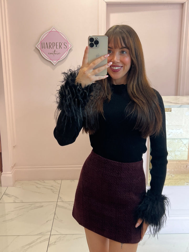 Eliza Faux Fur Collar & Cuff detail Jumper