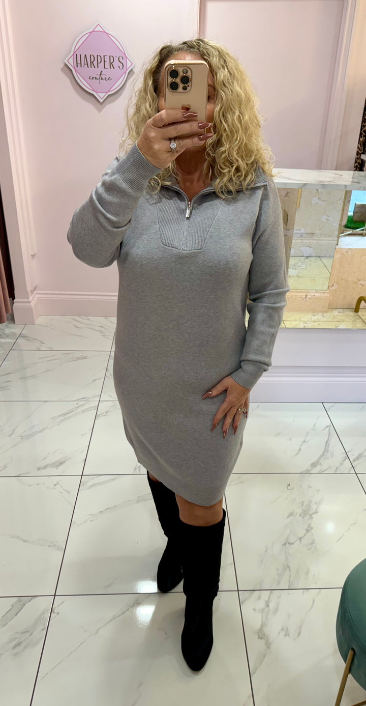 Louise Quarter Zip Knit Dress