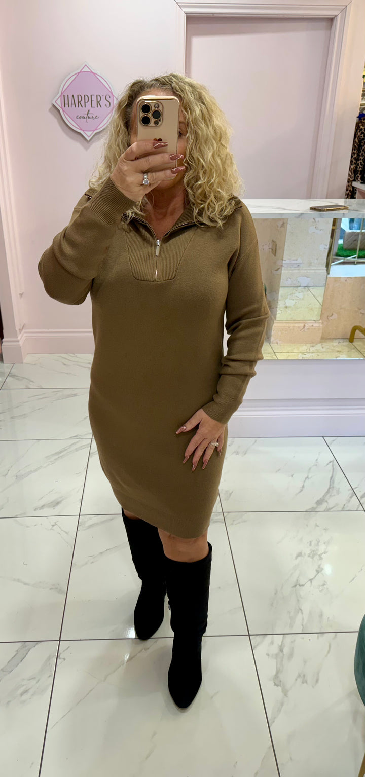 Louise Quarter Zip Knit Dress