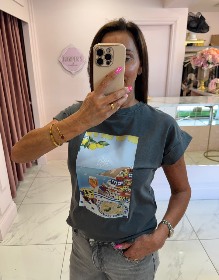 Dolce Vita Grey Acid Washed T-Shirt