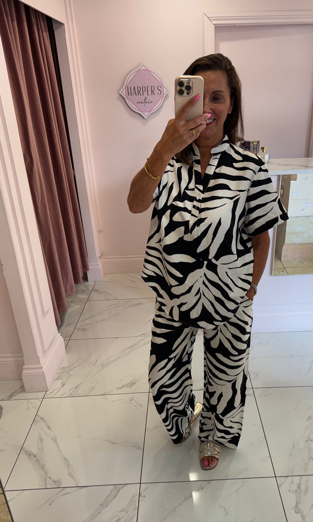 Bianca Black & White Trouser & Top Co Ord Set