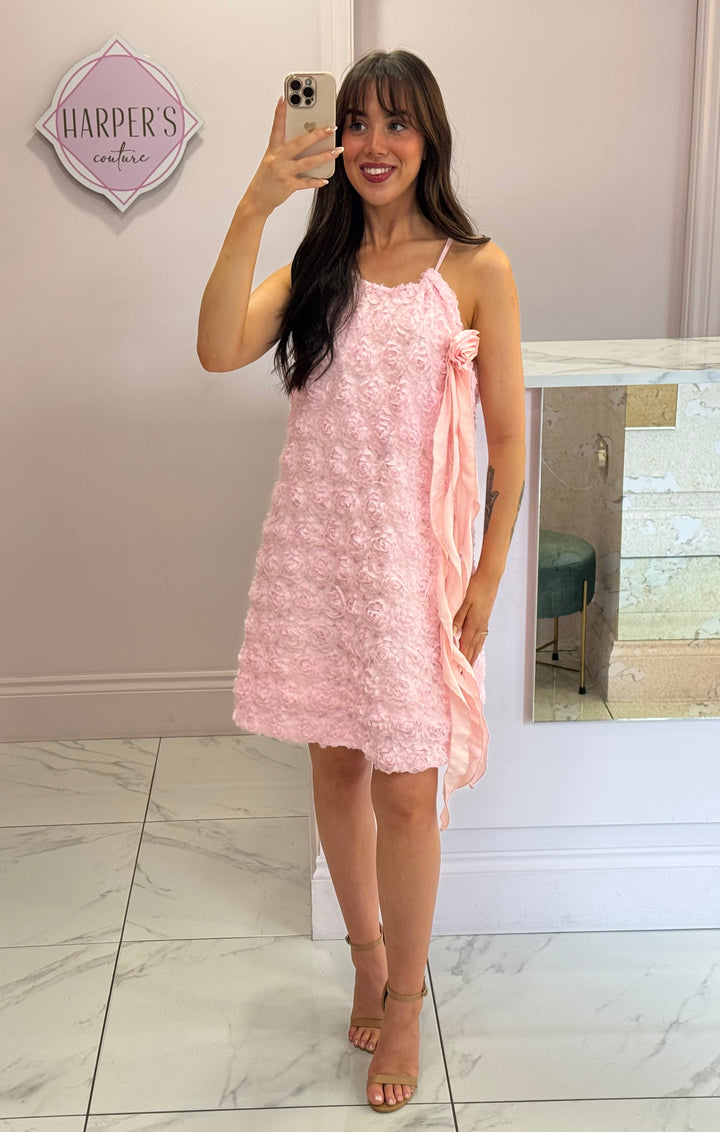 Courtney Pink 3D Flower Dress