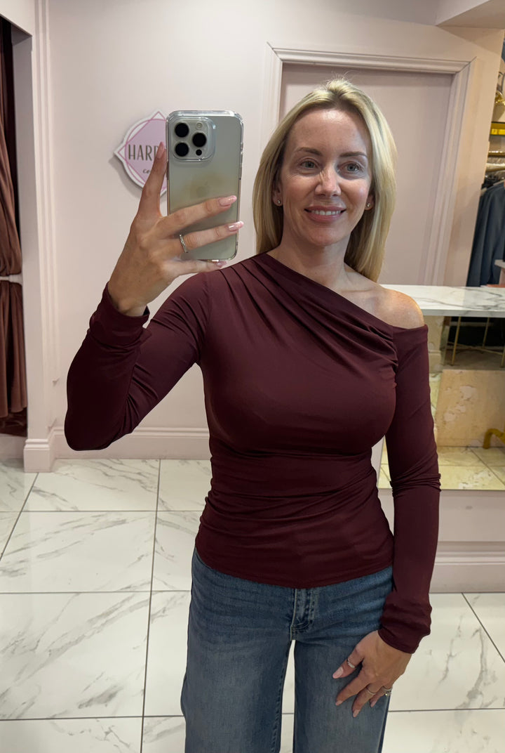 Nixie Burgundy Long Sleeve Top