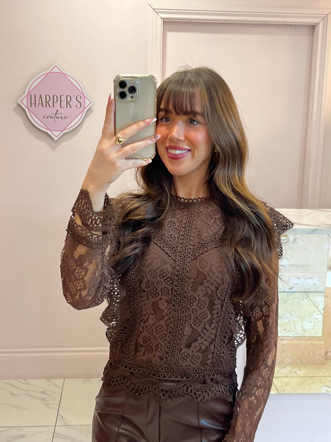 Kelsey Chocolate Lace Blouse