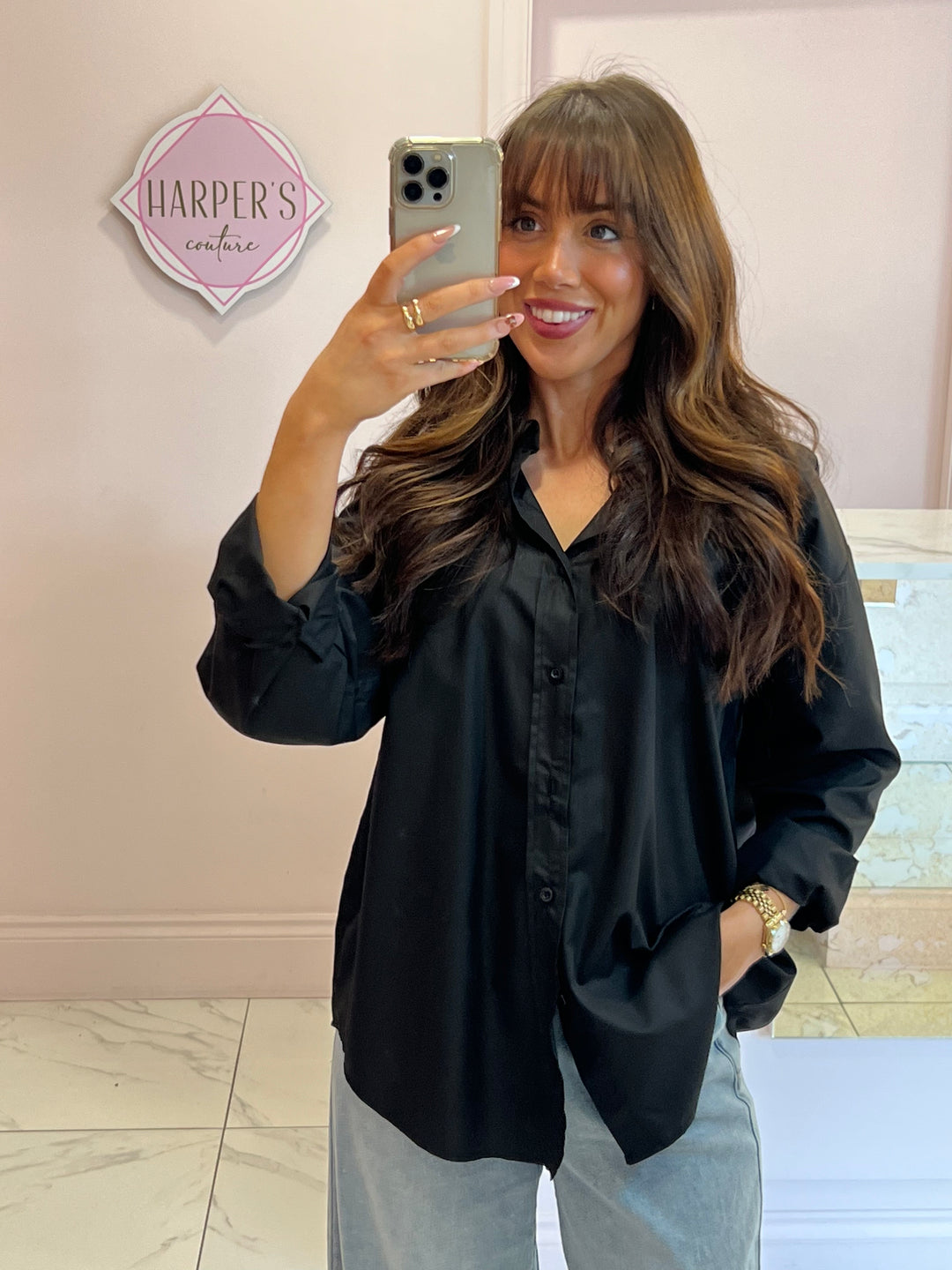 Jenny Black Cotton Shirt/Blouse