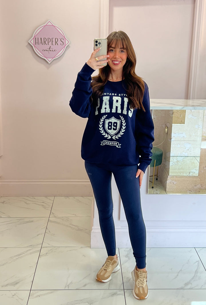 Paris Navy Sweater/Jumper