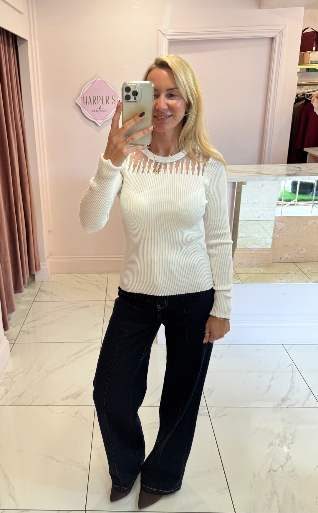 Mel Mesh & Knit Ribbed Style Jumper