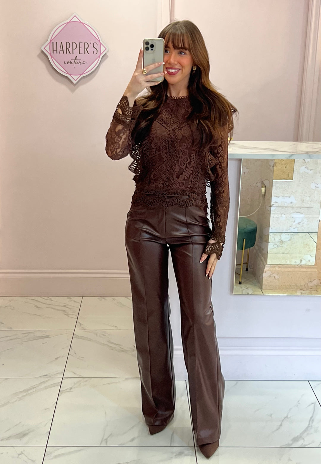 Kelsey Chocolate Lace Blouse
