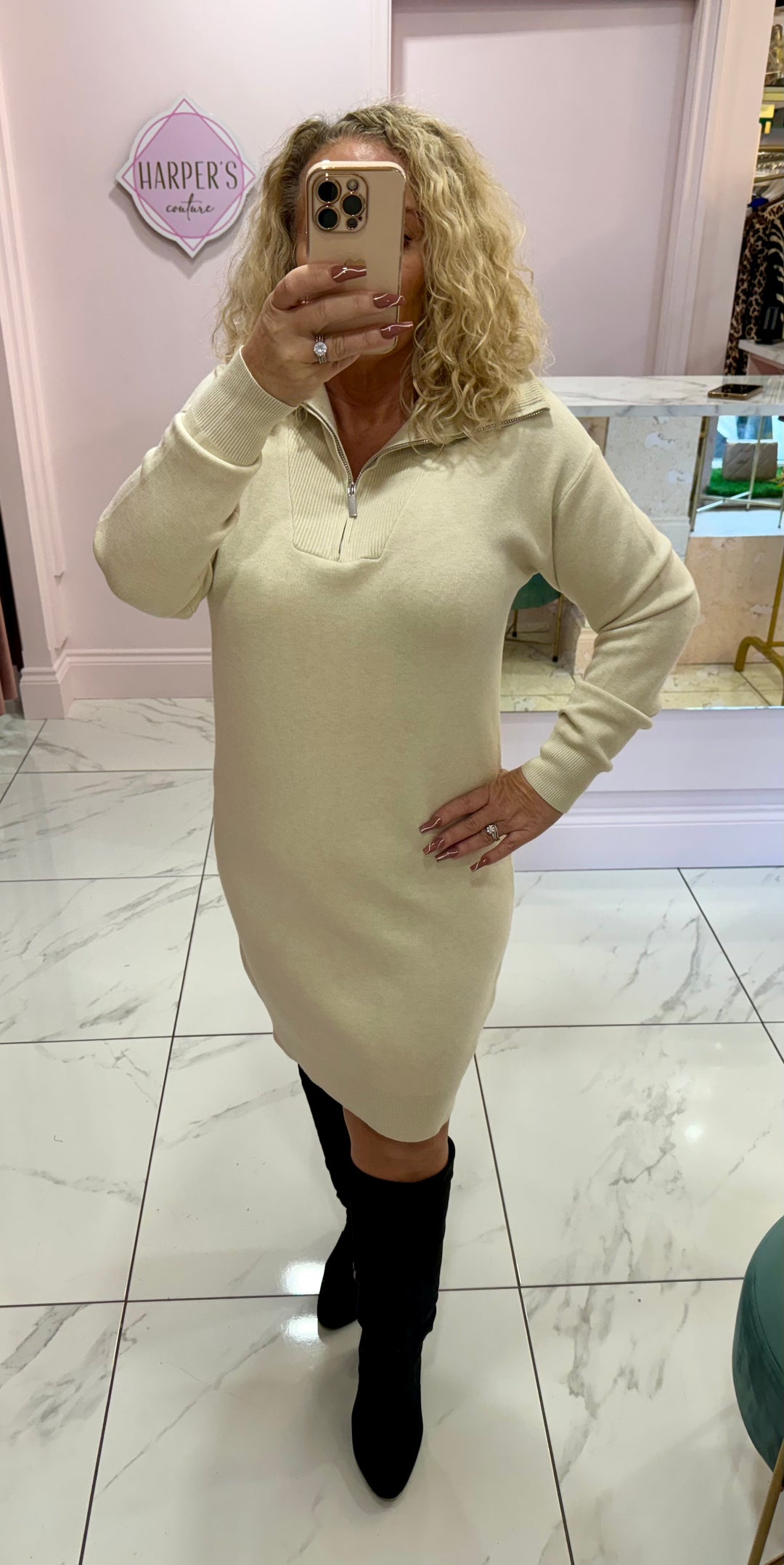 Louise Quarter Zip Knit Dress