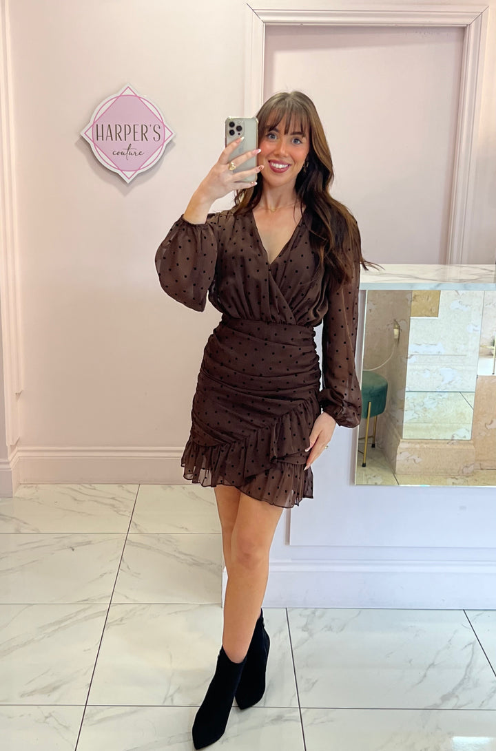 Estella Polka Dot Ruched Dress