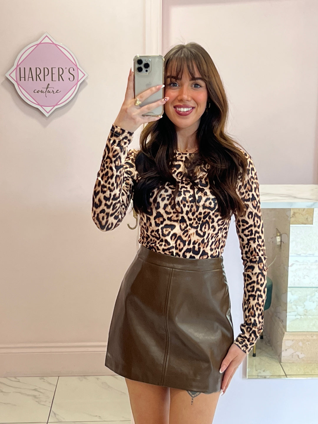 Freya Leopard Print Round Neck Bodysuit